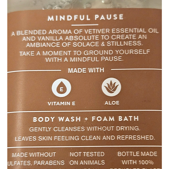 2 Bath & Body Works Aromatherapy Mindful Pause Vetiver & Vanilla Body Wash - Picture 3 of 4